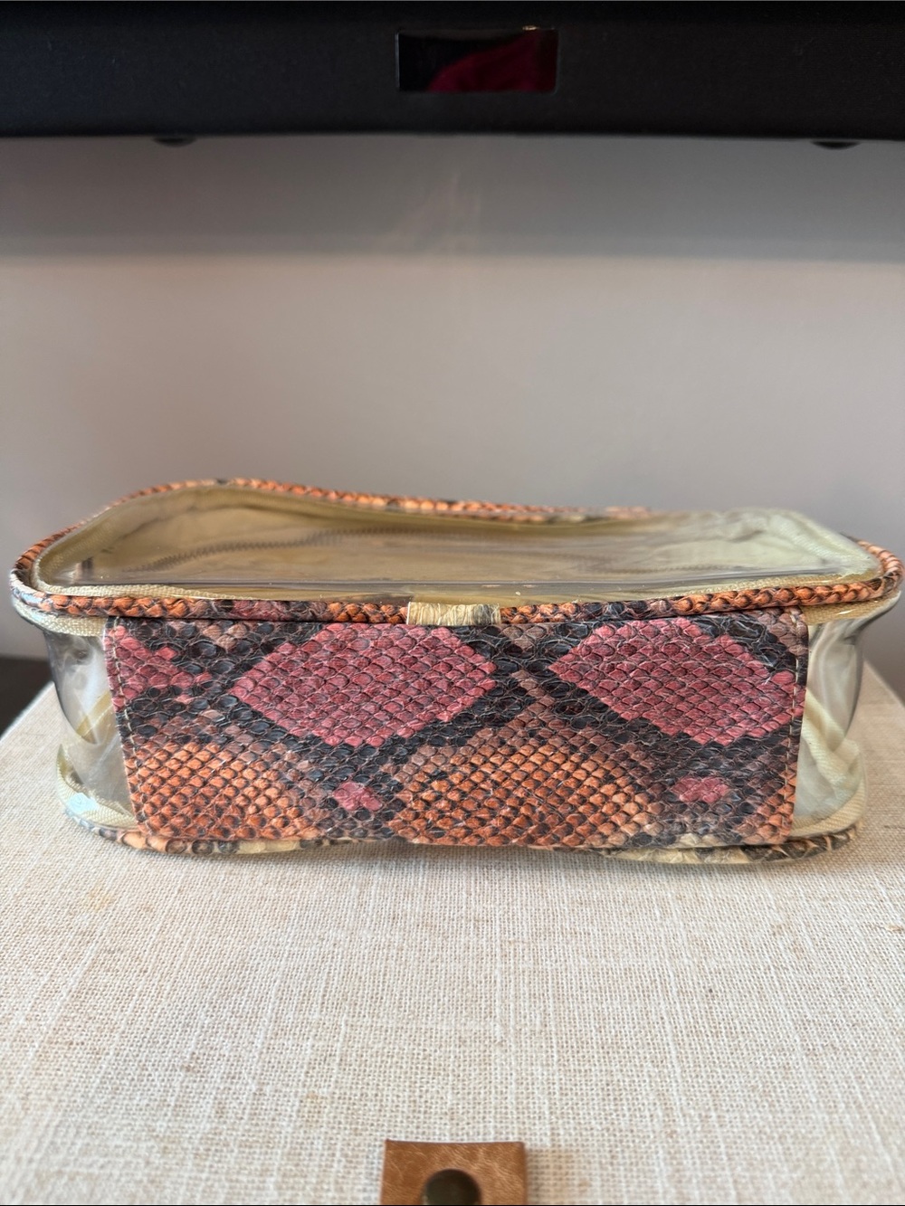 Clear Crossbody Bag with Pink Tan Snake-Print Pouch - Picture 4 of 5